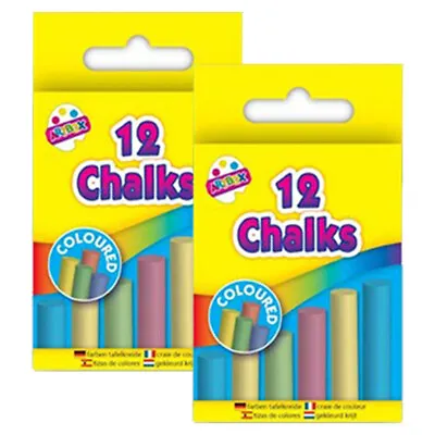 24 Coloured Chalks 80mm X 7.5mm Home School Writing Drawing On Black/Green Board • £3.99