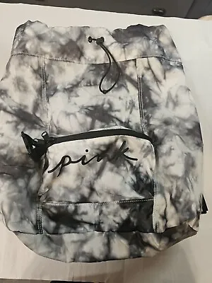 Victoria's Secret PINK Packable Backpack Black/Gray Tie Dye • $24.99