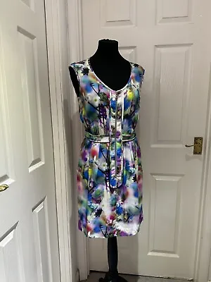 Mulberry Multicoloured Watercolour Floral Size UK 10 Dress Exposed Zip  • £35