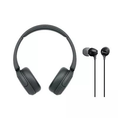 Sony WHCH520 Bluetooth On Ear Headphones Black With Sony EX15 Earbuds • $59.99