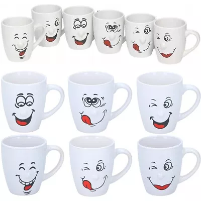 6Pcs Smiley Face Tea Coffee Mug Soup Cup Smile Faces Birthday Present Gift Idea  • £11.95