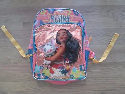 Pink DISNEY MOANA Glitter Adjustable Strap School Travel Backpack • $16.99