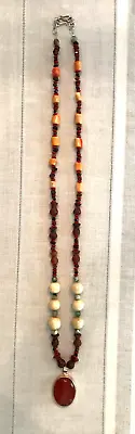 Vintage Natural Mediterranean Coral & Amber 40  Necklace With Pendant • $25