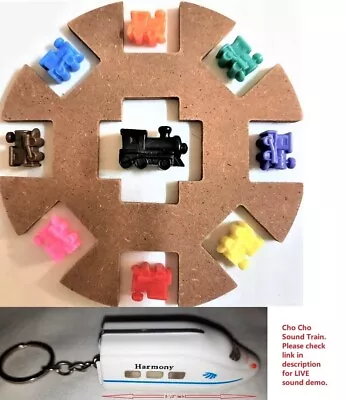 Mexican Train Domino Steam Engine Sound Starter 6  Wooden Hub Center 8 Markers • $14.95