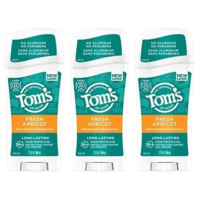 3 Pack Tom's Of Maine Deodorant Fresh Apricot 2.25 Oz Each EXP 3/2023 • $15.99