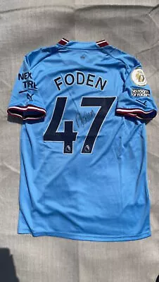 Phil Foden Hand Signed Manchester City Man City Home Shirt 22/23 Genuine • £171.89