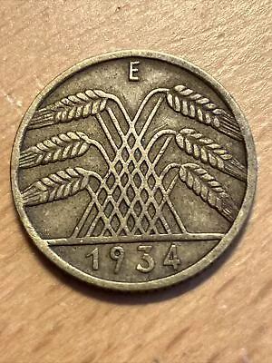 Germany 10 Reichspfennig Pfennig 1934E As Pictured. Free UK Postage • £17.50