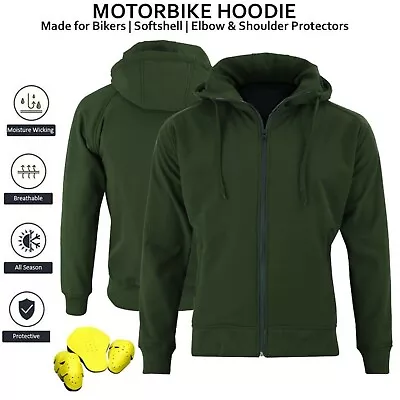 Motorcycle SOFTSHELL Waterproof Hoodie Armour Motorbike Textile Jacket Hooded • $48.48