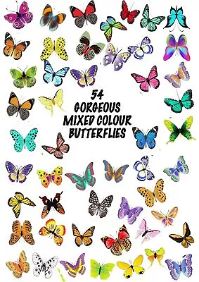 54 X Gorgeous Mixed Butterflies Edible Cupcake Toppers Rice Paper Cake Ccc20 • £2.99