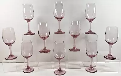 10 Libbey Premiere Pink Water Goblets Set Vintage Elegant Wine Stemware Bar Lot • $99.67