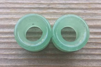 Pair Of Green Aventurine Tunnel Plugs Gauges Body Jewelry Double Flared • $6.99