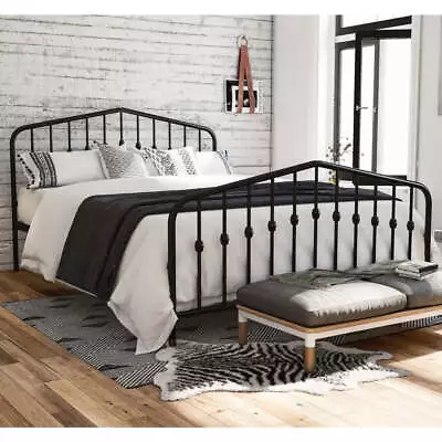 Bushwick Double Size Bed Frame Bedstead In Black Metal By Dorel • £209.95