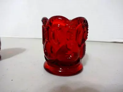 L E Smith Glass Ruby Red Moon And Stars Toothpick Holder • $15