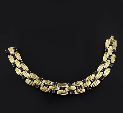 Vintage Nolan Miller Jewelry Gold Tone Link Bracelet Crystal Rhinestones Quality • $79.99