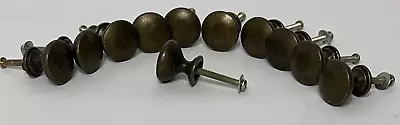 Set Of 11 VTG Antiqued Brass? Cabinet Knobs Bronze 7/8  T X 7/8  W Screws Washer • $10