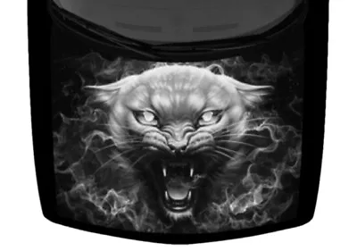 3D Fits HellCat Jaguar Flames Truck Hood Wrap Vinyl Car Graphic Decal Grayscale • $104.05