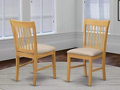 Set Of 6 Norfolk Dinette Kitchen Fabric Upholstered Dining Chairs In Light Oak • $480