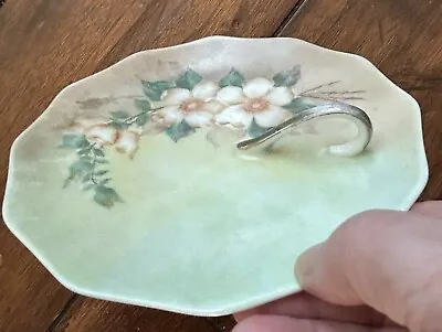 Vintage Hand Painted Dogwood Blossom Server Plate Finger Handle Signed By Artist • $34.90