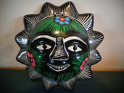 $39.99 • Buy Vintage Folk Art Mexican Pottery Aztec Sun Wall Plaque