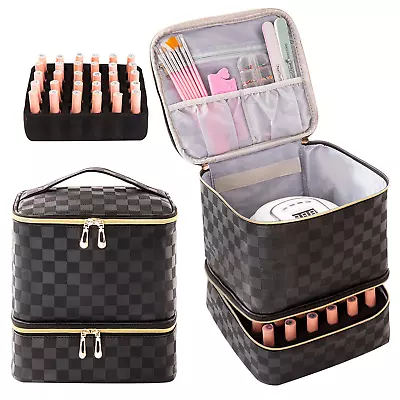 Nail Polish Organizer Bag Holds 30 Bottles Nail Polish & Nail Lamp Gel Nail Poli • $34.88