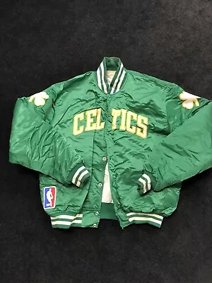 Vintage Starter NBA Boston Celtics Men's Green Satin Bomber Jacket Size:XL(LOOK) • $149.99