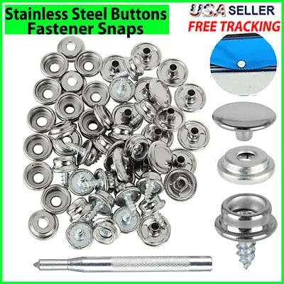 62pcs Stainless Steel Fastener Snap Press Stud Cap BUTTON Marine Boat Canvas Set • $7.79