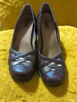 LEI Chunky Heel Retro 90s  Y2k Brown Shoes 9 Metallic Bratz Vintage VTG Cross  • $49.99