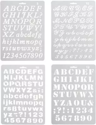 Plastic Alphabet Letter Number Drawing Painting Stencils Scale Sets-Pack Of 4 • $34.95