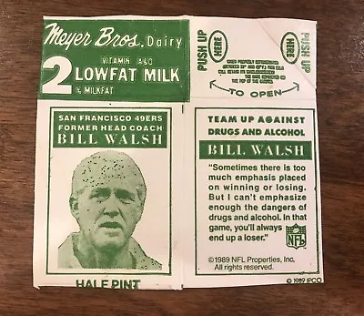 1989 Meyer Bros Dairy Bill Walsh San Francisco 49ers • $9.99