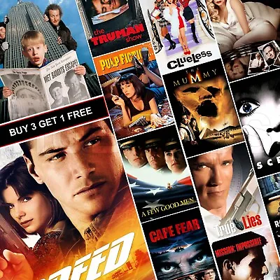 90s Retro Classic Movie Posters A4 A3 A5 Prints Wall Art Decor Film Cinema UK • £7.99