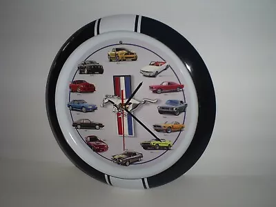  History Of The Ford Mustang  13  Wall Clock. Engine Sounds On The Hour! • $39.95