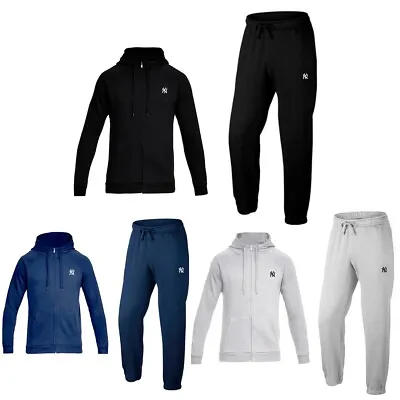 Mens NYC Fleec Jogging Suit Full Tracksuit Zipper Sweat Shirt Bottoms Top Fleece • £19.99