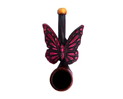 Pink Butterfly Handmade Tobacco Smoking Mini Hand Pipe Monarch Wings Nature Gift • $12.99