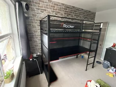 X-Rocker Battle Bunk High Sleeper Bed With Desk • £180