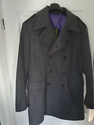 Holland Esquire Mens Wool Charcoal Coat Size 48 XL • £60