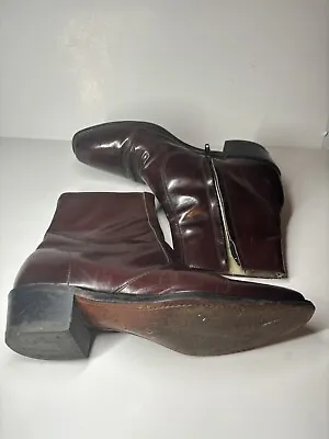 Vintage HANOVER Red Western Zip-boots Mens Ankle Boots 10 D/B Made In USA • $68.98