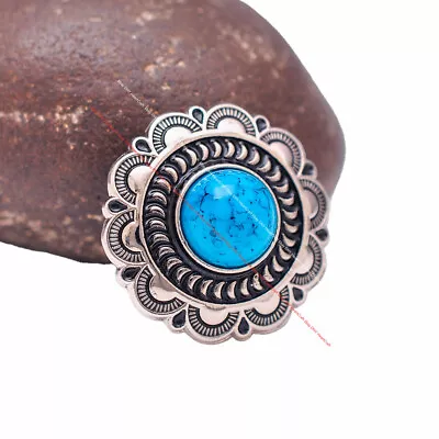 10X Engraved Flower Blue Turquoise Concho Craft Shank Button Sewing Closure 25MM • $9.49