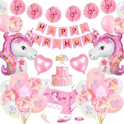 $14.99 • Buy Unicorn Theme Girls Birthday Decor Balloons Garland Baby Shower Balloon Arch Kit