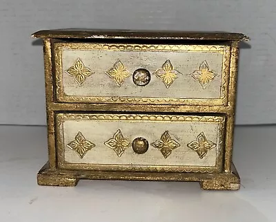 Elegant Vintage Florentine Style 2 Drawer Mini Jewelry Box • $16.99