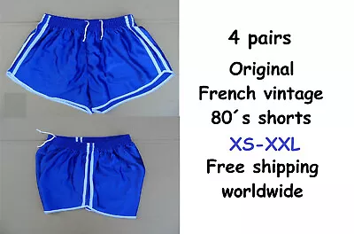 4x French 80s Vintage Shorts XXL NEW Sports Nylon Shiny Gym Running Football • £29.88