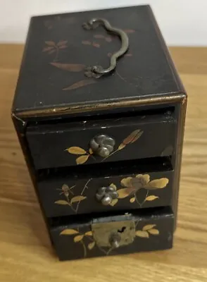 Antique Lacquered Japanese Table Top Cabinet • £24.99