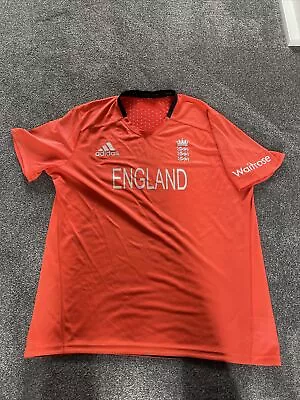 Adidas England T20 Shirt Cricket Orange Climachill XXL 52 Inch Men S/S Crew • £9.99