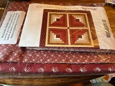 Repro Reds Log Cabin Wall Hanging Quilt Kit 28-1/2 X 28-1/2” Complete W/Backing • $55