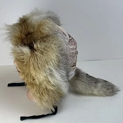 Vintage Real Natural Fur Trapper Hat Hood Rabbit Raccoon 1 Tail • $55