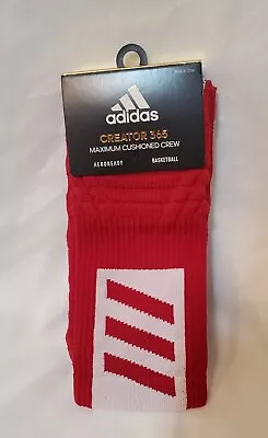 Adidas Creator 365 Maximum Cushioned Crew Basketball Sock Large 9.5-12 Red White • $15.99