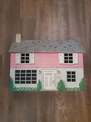 Marx Metal Vintage Doll House Tin Litho Two Story Colonial 1950s Pink Nice Clean • $75