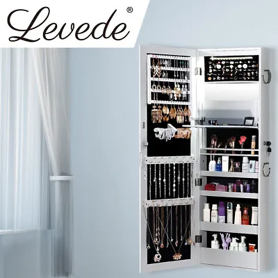 $129.99 • Buy Levede Dual Use Wall Mounted Hang Over Mirror Jewellery Cabinet LED Light White