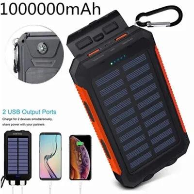 $18.99 • Buy 1000000mah Solar Power Bank Portable External Battery Dual USB Phone Charger AU