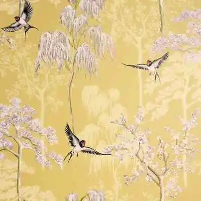 Arthouse Japanese Garden Ochre Bird Print Luxury Wallpaper 908002 • £13.49