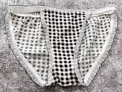 NWT Vintage Victoria’s Secret Cotton Black White Checked String Bikini XS • $26.99